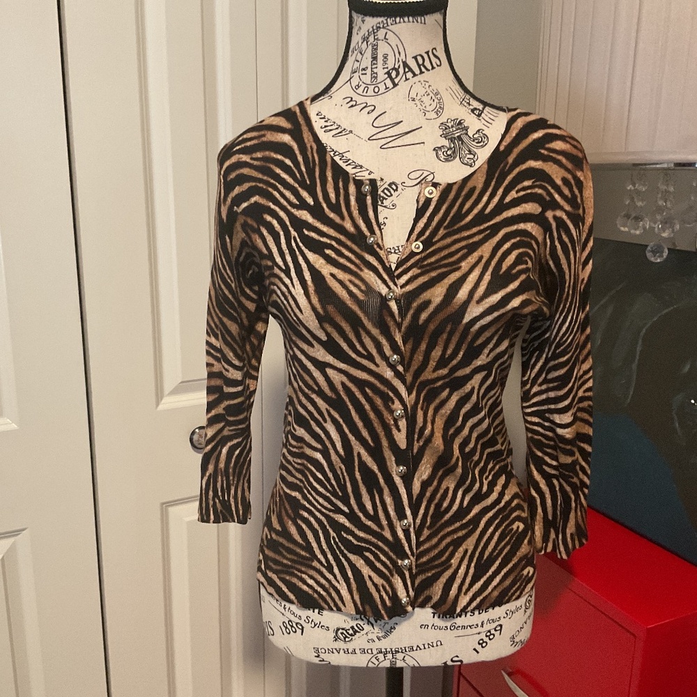 Gorgeous vibrant zebra striped cardigan by WHBM